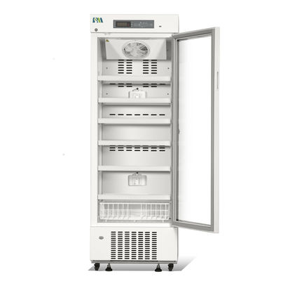 نظام تبريد الهواء 2 ~ 8 درجة + صيدلية باب زجاجي 315 لتر وثلاجة طبية مع منفذ USB وفتحة اختبار