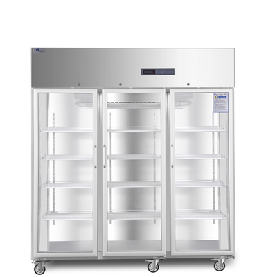 2-8 درجة تخزين لقاح بارد 3 أبواب زجاجية ثلاجة صيدلية للمختبر الطبي