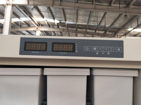 سعة 528 لترًا عموديًا قائمًا على شكل رأسي وعميق للطب الحيوي وفريزر وثلاجة مع غرف مستقلة مزدوجة