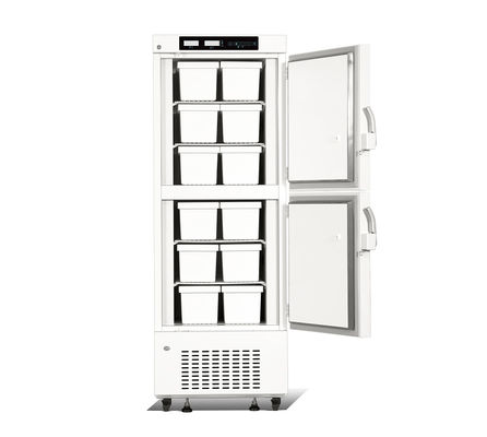 358L 12 درج غرفة مزدوجة تستقيم الطب الحيوي درجة حرارة منخفضة ثلاجة فريزر لخزانة تخزين اللقاح